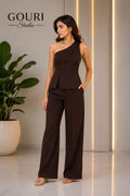 Russian Lycra One-Shoulder Co-Ord Set