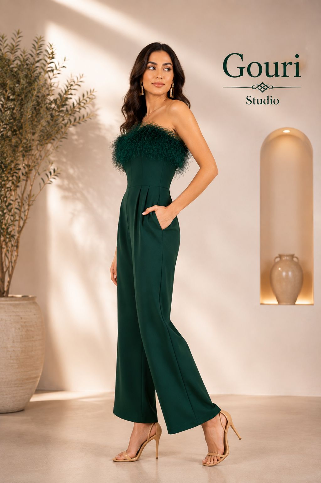Glam Feather Jumpsuit